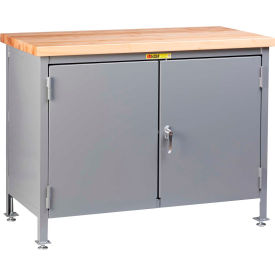 Work Center Cabinet w/ Maple Square Edge Top, 24"W x 36"D, Gray