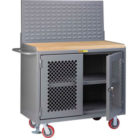 Mobile Service Workbench w/ Center Shelf & 2 Doors, 48"W x 24"D, Gray