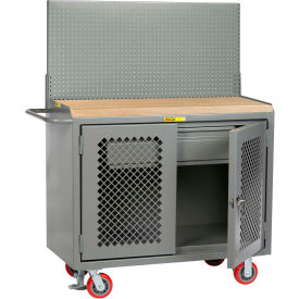 Mobile Service Workbench w/ Pegboard Panel & Drawer, 48"W x 24"D, Gray