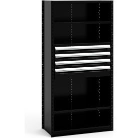 Steel Shelving 37-5/8"Wx18"Dx75"H Closed 5 Shelf 4 Drawer Black