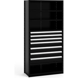 Steel Shelving 43-5/8"Wx18"Dx87"H Closed 6 Shelf 7 Drawer Black