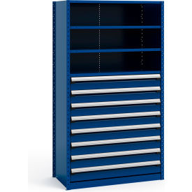 Steel Shelving 48-5/8"Wx24"Dx87"H Closed 5 Shelf 8 Drawer Avalanche Blue
