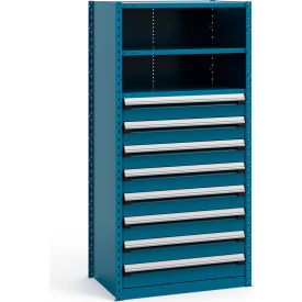 Steel Shelving 37-5/8"Wx24"Dx75"H Closed 4 Shelf 8 Drawer Everest Blue