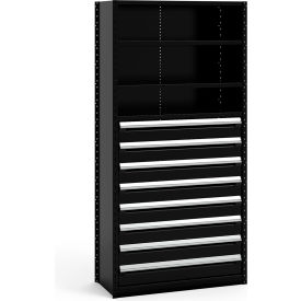 Steel Shelving 43-5/8"Wx18"Dx87"H Closed 5 Shelf 8 Drawer Black