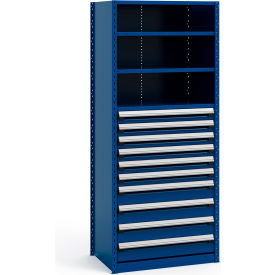 Steel Shelving 37-5/8"Wx24"Dx87"H Closed 5 Shelf 10 Drawer Avalanche Blue