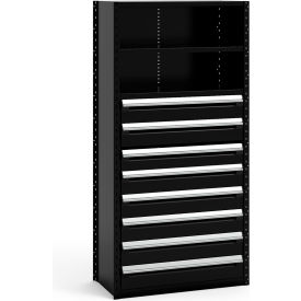 Steel Shelving 37-5/8"Wx18"Dx75"H Closed 4 Shelf 8 Drawer Black
