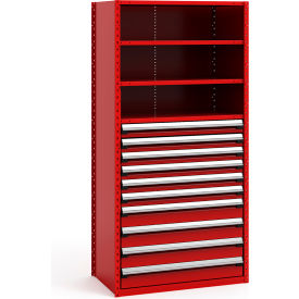Steel Shelving 43-5/8"Wx24"Dx87"H Closed 5 Shelf 10 Drawer Red