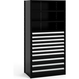 Steel Shelving 43-5/8"Wx24"Dx87"H Closed 5 Shelf 10 Drawer Black