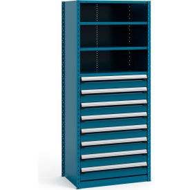 Steel Shelving 37-5/8"Wx24"Dx87"H Closed 5 Shelf 8 Drawer Everest Blue