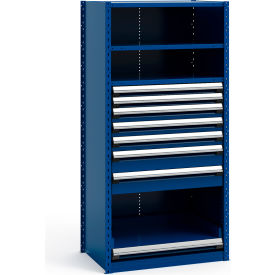 Steel Shelving 37-5/8"Wx24"Dx75"H Closed 4 Shelf 7 Drawer Avalanche Blue