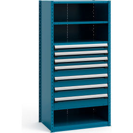 Steel Shelving 37-5/8"Wx24"Dx75"H Closed 5 Shelf 7 Drawer Everest Blue