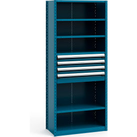 Steel Shelving 37-5/8"Wx18"Dx87"H Closed 6 Shelf 4 Drawer Everest Blue