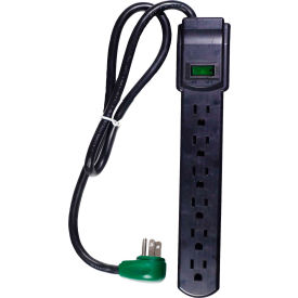 Surge Protected Power Strip, 6 Outlets, 15A, 160 Joules, 3' Cord, Black
