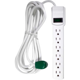 Surge Protected Power Strip, 6 Outlets, 15A, 250 Joules, 12' Cord, White