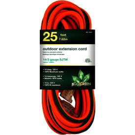 25 Ft Extension Cord - Orange/Green