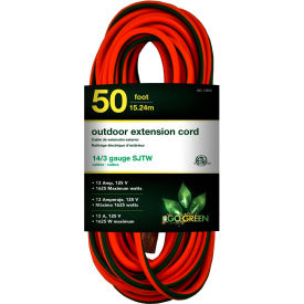 50 Ft Extension Cord, 14/3, Orange/Green