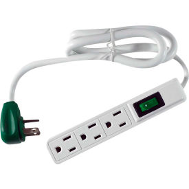 Power Strip, 3 Outlets, 15A, 2-1/2' Cord