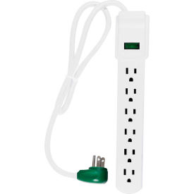 Surge Protected Power Strip, 6 Outlets, 15A, 160 Joules, 3' Cord, White