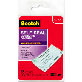 Self-Sealing Laminating Pouches, 9.5 mil, 2 7/16 x 3 7/8, Business Card Size, 25