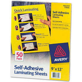 Clear Self-Adhesive Laminating Sheets, 3 mil, 9 x 12, 50/Box