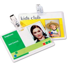 Laminating Pouches, 5 mil, 2 5/8 x 3 7/8, ID w/Clip, 25/Pack