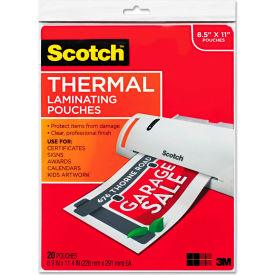 Letter Size Thermal Laminating Pouches, 3 mil, 11 1/2 x 9, 20/Pack
