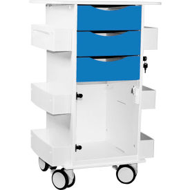 Deluxe Medical Cart with Clear Hinged Door, 23"W x 19"D x 35"H, Global Blue