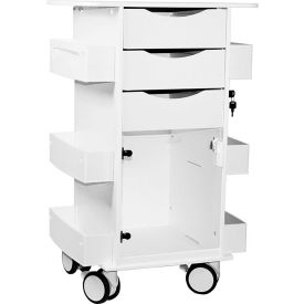 White Deluxe Medical Cart with Clear Swinging Hinged Door, 23"W x 19"D x 35"H