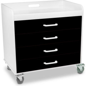 Extra Wide Compact 4 Drawer Locking Cart, Black, 27"W x 19"D x 27"H
