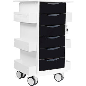 Core Locking 6 Drawer Lab Cart, 23"W x 19"D x 35"H, Black