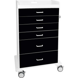 Locking 6 Drawer Procedure Cart, Black, 31"W x 20"D x 48"H