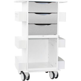 Deluxe Medical Cart with Clear Sliding Door, 23"W x 19"D x 35"H, Metallic Silver