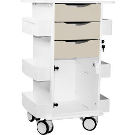 Deluxe Medical Cart with Clear Hinged Door, 23"W x 19"D x 35"H, Almond Beige