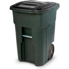 Heavy Duty Two-Wheel Trash Cart, 48 Gallon Greenstone