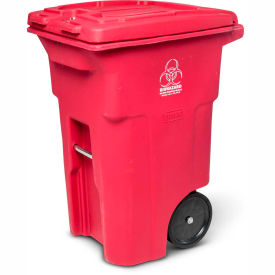 2-Wheel Medical Waste Cart, 64 Gallon Red
