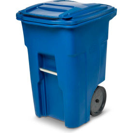Heavy Duty Two-Wheel Trash Cart, 48 Gallon Blue