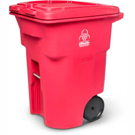 2-Wheel Medical Waste Cart, 96 Gallon Red