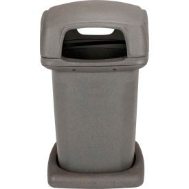 Plastic Square Trash Can Manual or Automated Collection, 60 Gallon, Graystone