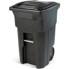 Heavy Duty Two-Wheel Trash Cart, 64 Gallon Greenstone