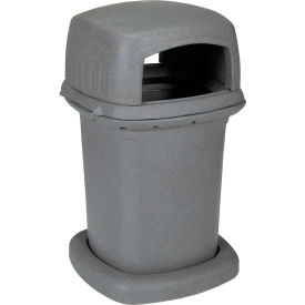 Plastic Square Heavy Duty Trash Can, 45 Gallon, Graystone