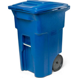 Heavy Duty Two-Wheel Trash Cart, 64 Gallon Blue