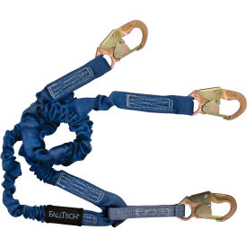 8240Y ElasTech 4-1/2' to 6' Shock Absorbing Lanyard, with 3 Snap Hooks
