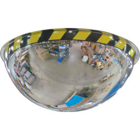 Full Dome Acrylic Mirror W/Warning Border, Indoor, 18" Dia., 360° Viewing Angle