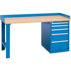 Industrial Workbench w/ Leg, 5 Drawers Cabinet, 41 Compartments, 72"W x 30"D, Blue