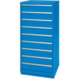 Standard Width Cabinet, 9 Drawers, 28-1/4"W x 28-1/2"D x 59-1/2"H, Bright Blue