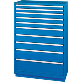 10 Drawer Shallow Depth Cabinet - Bright Blue, Individual Lock
