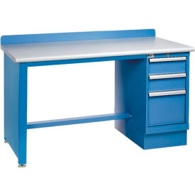 Technical Workbench w/ Leg, 3 Drawer Cabinet, Plastic Laminate Top, 60"W x 30"D, Blue