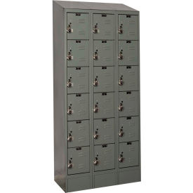 Ready-Built II 6-Tier 18 Door Locker, 36"W x 15"D x 84"H, Dark Gray, Assembled