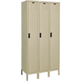 1-Tier 3 Door Electronic Access Locker, 36"W x 18"D x 78"H, Tan, Assembled