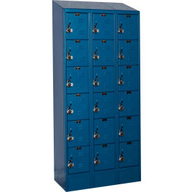 Ready-Built II 6-Tier 18 Door Locker, 36"W x 15"D x 84"H, Blue, Assembled